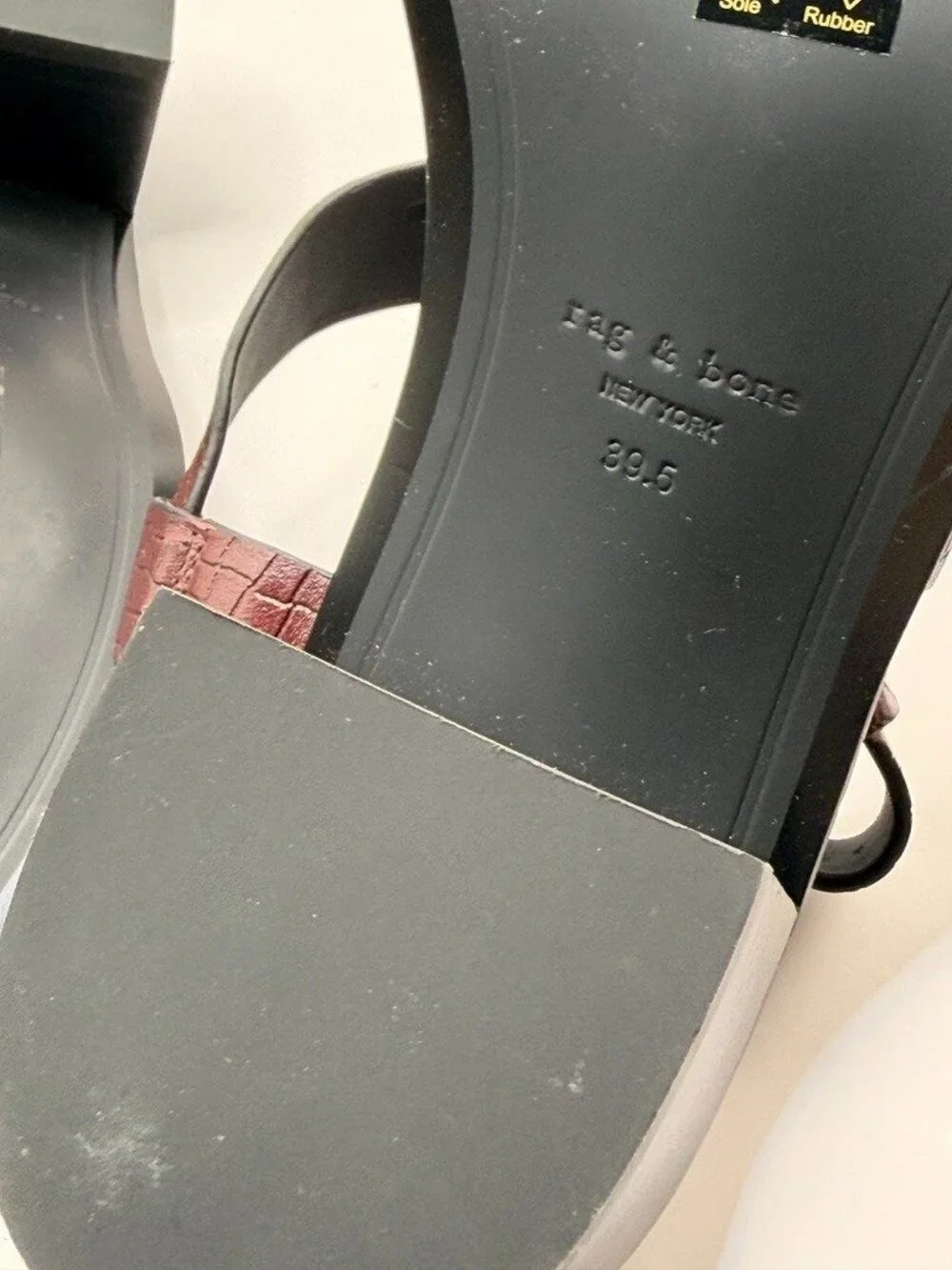 rag & bone Women Geo Winebktw Ankle Leather Strap Heel Sandal Sz EU 39.5 US 9.5